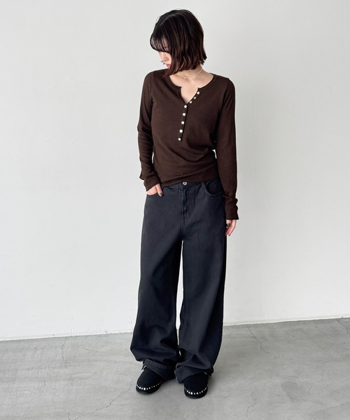 CANAL JEAN(キャナルジーン)の「El mar シルク混スキッパーニット(ニット/セーター・レディース・ブラウン/チャコールグレー/ピンク・ONE SIZE)」の13枚目の写真