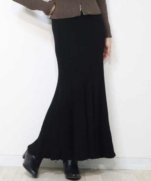 DISKEEN SURE(ディスキーンシュアー)の「上品大人のくびれシルエット!リブニットマーメイドロングスカート(スカート・レディース・ブラック・FREE)」の6枚目の写真