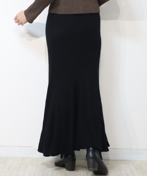 DISKEEN SURE(ディスキーンシュアー)の「上品大人のくびれシルエット!リブニットマーメイドロングスカート(スカート・レディース・ブラック・FREE)」の3枚目の写真