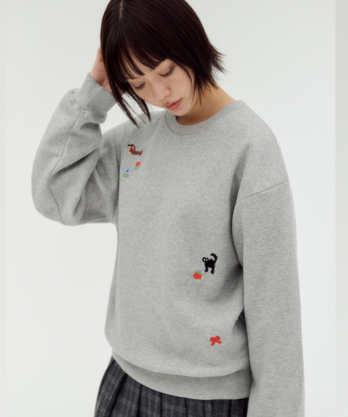ambler(エムブラー)の「PAINT FRIENDS 刺繍スウェットTシャツ AMM1411(メランジ)(スウェット・レディース・その他・MEDIUM/SMALL)」の1枚目の写真