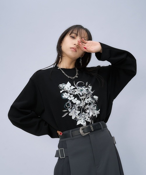 HARE(ハレ)の「フラワーシシュウカットソー(HARE)(Tシャツ/カットソー・レディース・ブラック/ホワイト・FREE)」の20枚目の写真