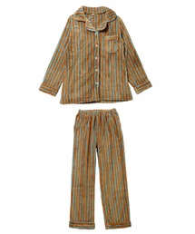 OSYAREVO（オシャレボ）の「ルームウェア セットアップ ボア シャツ ロングパンツ セット ストライプ（ルームウェア/パジャマ）」
