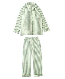 OSYAREVO（オシャレボ）の「ルームウェア セットアップ ボア シャツ ロングパンツ セット ストライプ（ルームウェア/パジャマ）」