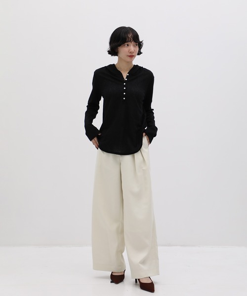 PUBLIC TOKYO(パブリックトウキョウ)の「【26年秋の新作】ニドムツイルワイドパンツ(その他パンツ・レディース・ダークグレー/アイボリー・2/1)」の5枚目の写真