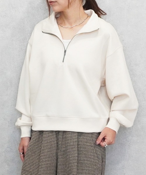 SELECT LEVERY(セレクトリベリー)の「パフダンボールハーフジッププルオーバー(スウェット・レディース・ブラウン/アイボリー/ブラック/グレー・LARGE/MEDIUM)」の22枚目の写真