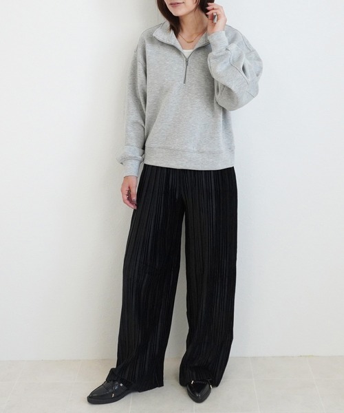 SELECT LEVERY(セレクトリベリー)の「パフダンボールハーフジッププルオーバー(スウェット・レディース・ブラウン/アイボリー/ブラック/グレー・LARGE/MEDIUM)」の16枚目の写真