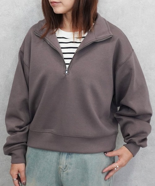 SELECT LEVERY(セレクトリベリー)の「パフダンボールハーフジッププルオーバー(スウェット・レディース・ブラウン/アイボリー/ブラック/グレー・LARGE/MEDIUM)」の19枚目の写真