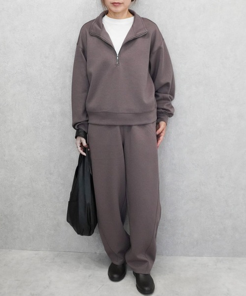 SELECT LEVERY(セレクトリベリー)の「パフダンボールハーフジッププルオーバー(スウェット・レディース・ブラウン/アイボリー/ブラック/グレー・LARGE/MEDIUM)」の20枚目の写真