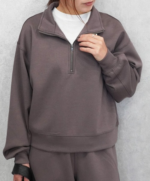 SELECT LEVERY(セレクトリベリー)の「パフダンボールハーフジッププルオーバー(スウェット・レディース・ブラウン/アイボリー/ブラック/グレー・LARGE/MEDIUM)」の21枚目の写真