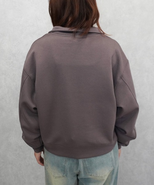 SELECT LEVERY(セレクトリベリー)の「パフダンボールハーフジッププルオーバー(スウェット・レディース・ブラウン/アイボリー/ブラック/グレー・LARGE/MEDIUM)」の12枚目の写真