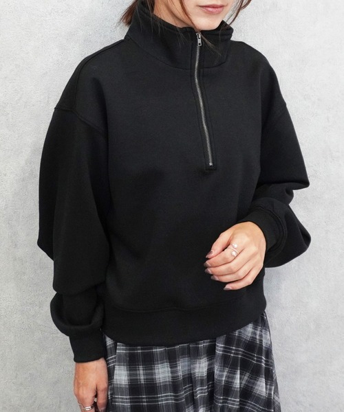 SELECT LEVERY(セレクトリベリー)の「パフダンボールハーフジッププルオーバー(スウェット・レディース・ブラウン/アイボリー/ブラック/グレー・LARGE/MEDIUM)」の13枚目の写真