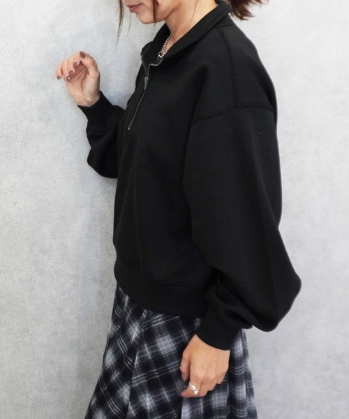 SELECT LEVERY(セレクトリベリー)の「パフダンボールハーフジッププルオーバー(スウェット・レディース・ブラウン/アイボリー/ブラック/グレー・LARGE/MEDIUM)」の15枚目の写真