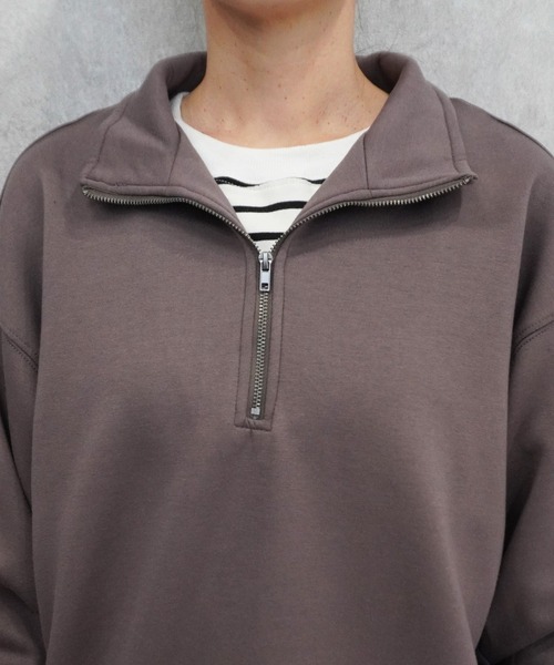 SELECT LEVERY(セレクトリベリー)の「パフダンボールハーフジッププルオーバー(スウェット・レディース・ブラウン/アイボリー/ブラック/グレー・LARGE/MEDIUM)」の9枚目の写真