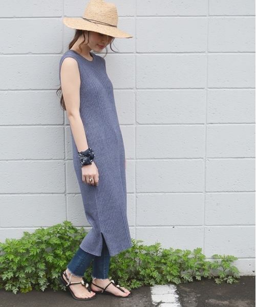 SHIPS for women（シップスフォーウィメン）の「コットンリブロングワンピース◇（ワンピース・レディース・ブラック/ネイビー・ONE SIZE）」の2枚目の写真