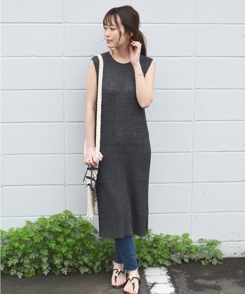 SHIPS for women（シップスフォーウィメン）の「コットンリブロングワンピース◇（ワンピース・レディース・ブラック/ネイビー・ONE SIZE）」の4枚目の写真