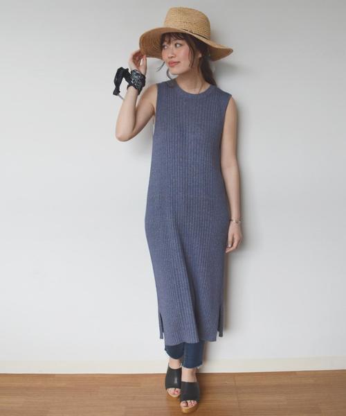 SHIPS for women（シップスフォーウィメン）の「コットンリブロングワンピース◇（ワンピース・レディース・ブラック/ネイビー・ONE SIZE）」の9枚目の写真