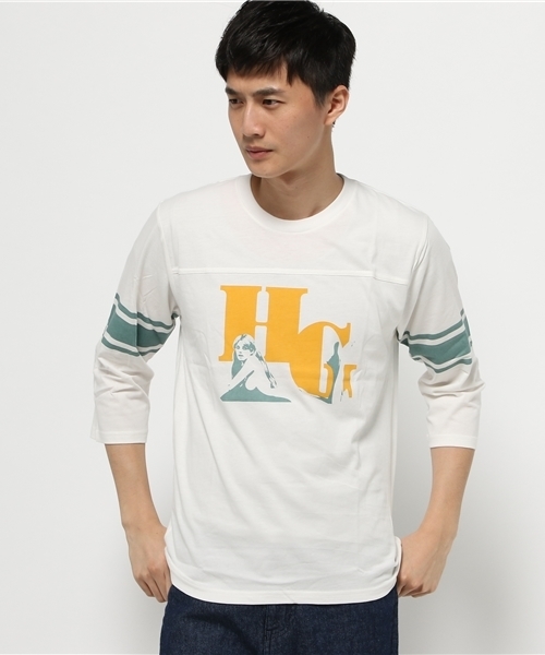 HYSTERIC GLAMOUR（ヒステリックグラマー）の「LAY DOWN GIRL 七分袖T-SH（Tシャツ/カットソー・メンズ・ホワイト/マルチ/トップグレー・LARGE/MEDIUM/SMALL）」の10枚目の写真