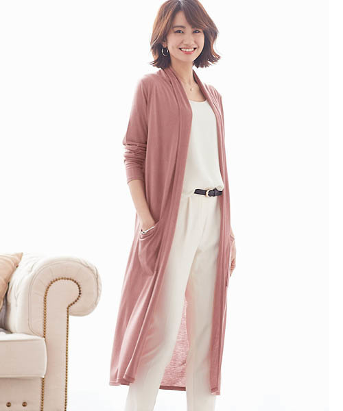 Pierrot（ピエロ）の「UVカットロングトッパーカーディガン 吸汗速乾 カーデ（カーディガン/ボレロ・レディース・ブラック/ブラウン系その他/モカ/ベージュ/ネイビー/ブルー系その他/カーキオリーブ/杢グレー/スモークピンク/ブルー系その他2・L/M）」の10枚目の写真