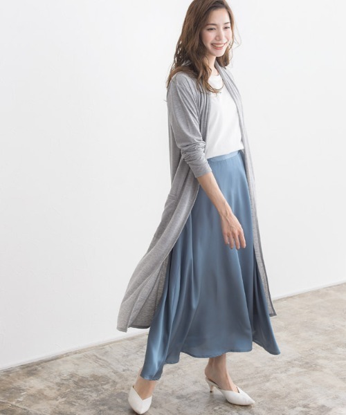 Pierrot（ピエロ）の「UVカットロングトッパーカーディガン 吸汗速乾 カーデ（カーディガン/ボレロ・レディース・ブラック/ブラウン系その他/モカ/ベージュ/ネイビー/ブルー系その他/カーキオリーブ/杢グレー/スモークピンク/ブルー系その他2・L/M）」の15枚目の写真