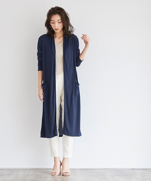 Pierrot（ピエロ）の「UVカットロングトッパーカーディガン 吸汗速乾 カーデ（カーディガン/ボレロ・レディース・ブラック/ブラウン系その他/モカ/ベージュ/ネイビー/ブルー系その他/カーキオリーブ/杢グレー/スモークピンク/ブルー系その他2・L/M）」の18枚目の写真