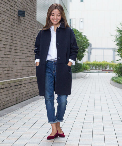 NATURAL BEAUTY BASIC（ナチュラルビューティーベーシック）の「2WAYダブルモッサコート（その他アウター・レディース・グレー/ネイビー・MEDIUM/SMALL/LARGE）」の2枚目の写真