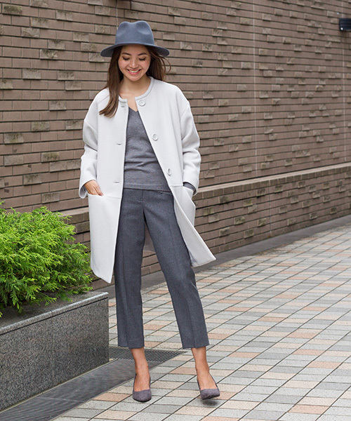 NATURAL BEAUTY BASIC（ナチュラルビューティーベーシック）の「2WAYダブルモッサコート（その他アウター・レディース・グレー/ネイビー・MEDIUM/SMALL/LARGE）」の13枚目の写真