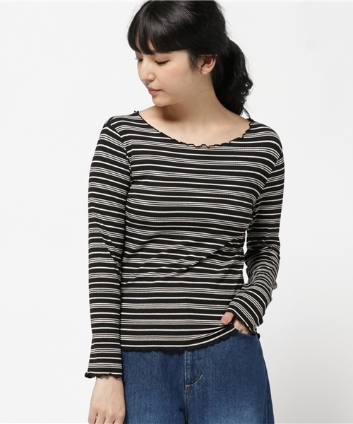 archives（アルシーヴ）の「メローマルチボーダー プルオーバー（Tシャツ/カットソー・レディース・オフホワイト/ネイビー/ブラック・MEDIUM）」の11枚目の写真