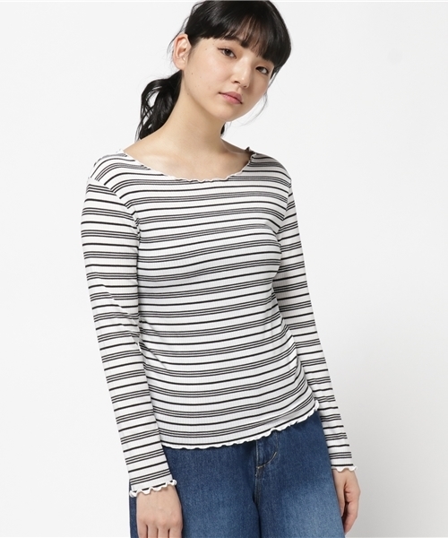 archives（アルシーヴ）の「メローマルチボーダー プルオーバー（Tシャツ/カットソー・レディース・オフホワイト/ネイビー/ブラック・MEDIUM）」の12枚目の写真