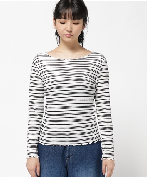 archives（アルシーヴ）の「メローマルチボーダー プルオーバー（Tシャツ/カットソー・レディース・オフホワイト/ネイビー/ブラック・MEDIUM）」の4枚目の写真