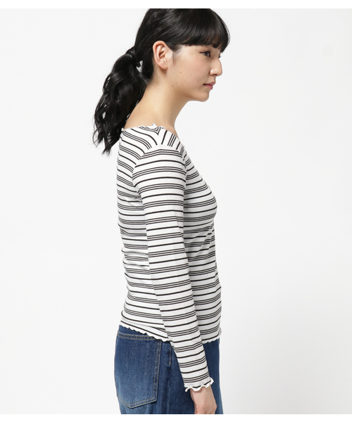 archives（アルシーヴ）の「メローマルチボーダー プルオーバー（Tシャツ/カットソー・レディース・オフホワイト/ネイビー/ブラック・MEDIUM）」の5枚目の写真