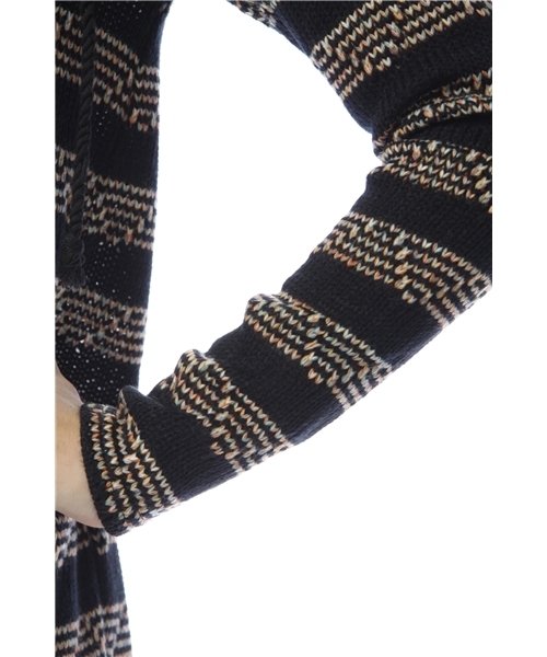 SLY LANG（スライラング）の「ステッチボーダーフードOP（ワンピース・レディース・グレー/マルチ・1/2）」の6枚目の写真