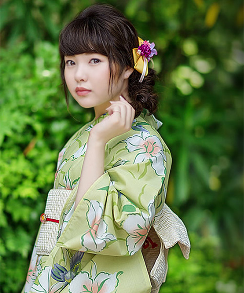 女性浴衣単品 グリーン ハチドリと花 浴衣 Kimonomachi キモノマチ のファッション通販 Zozotown