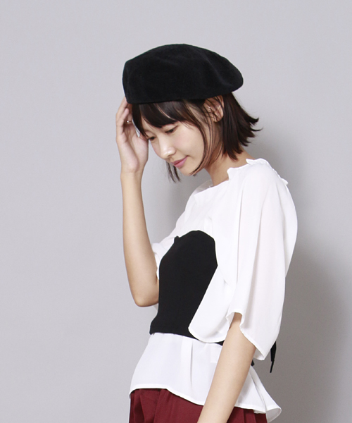 ASZAKKA（アザッカ）の「モールで♪ベレー帽 （ハンチング/ベレー帽・レディース・ブラック/ボルドー/ネイビー/ライトグレー・FREE）」の2枚目の写真