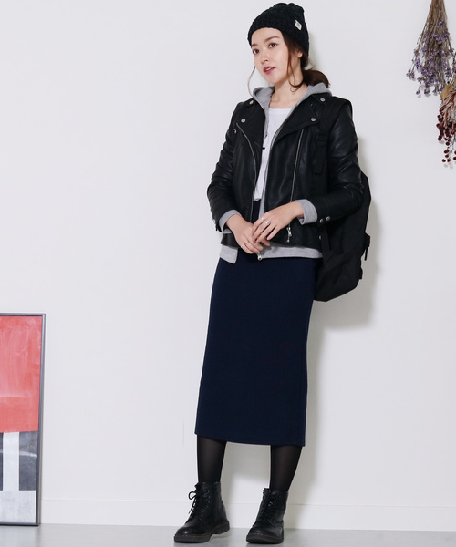 reca（レカ）の「リブニット ウエストゴムタイトスカート（スカート・レディース・ブラック/ライトグレー/ダークグレー/ネイビー/ボルドー・FREE）」の16枚目の写真