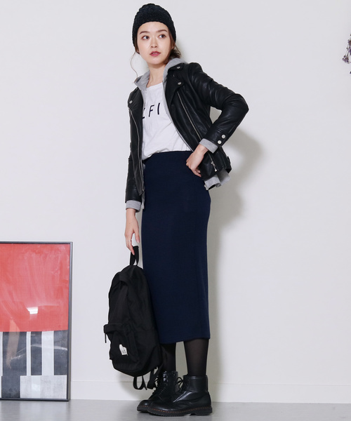 reca（レカ）の「リブニット ウエストゴムタイトスカート（スカート・レディース・ブラック/ライトグレー/ダークグレー/ネイビー/ボルドー・FREE）」の15枚目の写真