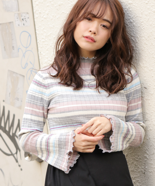 apres jour(アプレジュール)の「リブニット袖フレア【ZOZOTOWN限定アイテム】(ニット/セーター・レディース・ブラック/オフホワイト/ピンク/イエロー/ライトピンク・フリー)」の1枚目の写真