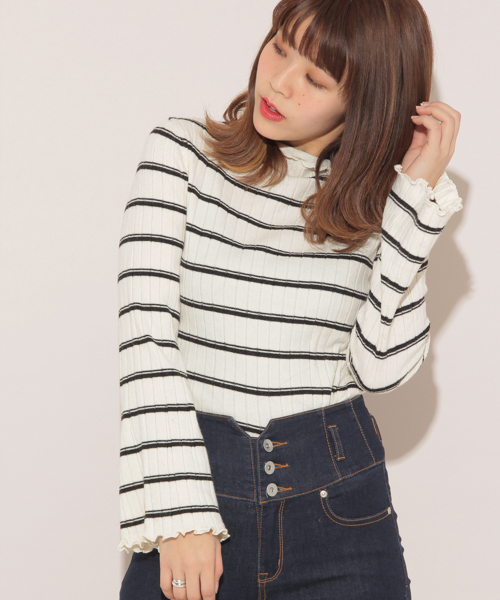 apres jour(アプレジュール)の「リブニット袖フレア【ZOZOTOWN限定アイテム】(ニット/セーター・レディース・ブラック/オフホワイト/ピンク/イエロー/ライトピンク・フリー)」の3枚目の写真
