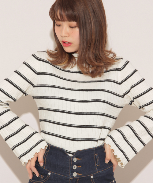 apres jour(アプレジュール)の「リブニット袖フレア【ZOZOTOWN限定アイテム】(ニット/セーター・レディース・ブラック/オフホワイト/ピンク/イエロー/ライトピンク・フリー)」の10枚目の写真