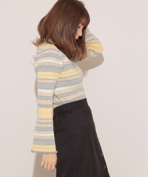 apres jour(アプレジュール)の「リブニット袖フレア【ZOZOTOWN限定アイテム】(ニット/セーター・レディース・ブラック/オフホワイト/ピンク/イエロー/ライトピンク・フリー)」の8枚目の写真