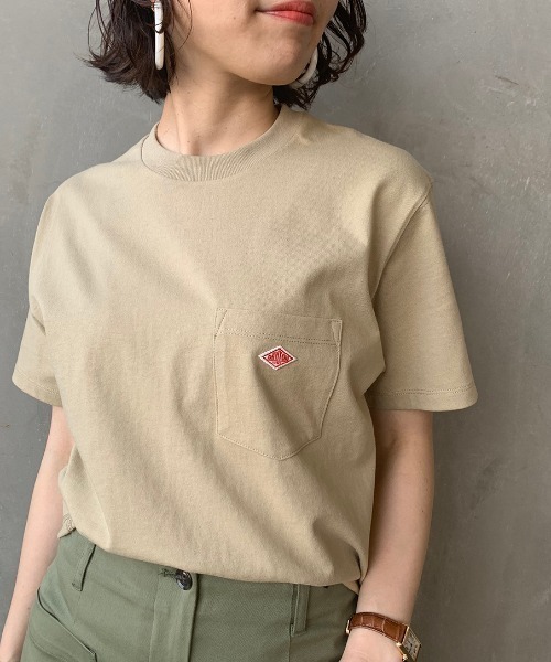 DANTON（ダントン）の「[DANTON/ダントン] クルーネックポケットTシャツ（Tシャツ/カットソー・レディース・ホワイト/ブラック/ネイビー/ホワイト×グレー/ホワイト×ネイビー/アイボリー/レッド/ライトイエロー/ライトブルー/ベージュ/サーモンピンク/ダークグレー/クリーム/グリーン/ライトグレー/オレンジ/ブラウン/グリーン系その他/バーガンディー/ライトベージュ/ウッド/パープル/イエロー/ネイビー系・34/36/42/38/40）」の10枚目の写真