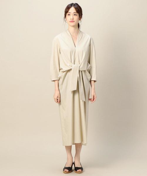 BEAUTY&YOUTH UNITED ARROWS（ビューティーアンドユースユナイテッドアローズ）の「BY フロントリボン7分袖ワンピース（ワンピース・レディース・ベージュ/イエロー/ネイビー・FREE）」の13枚目の写真