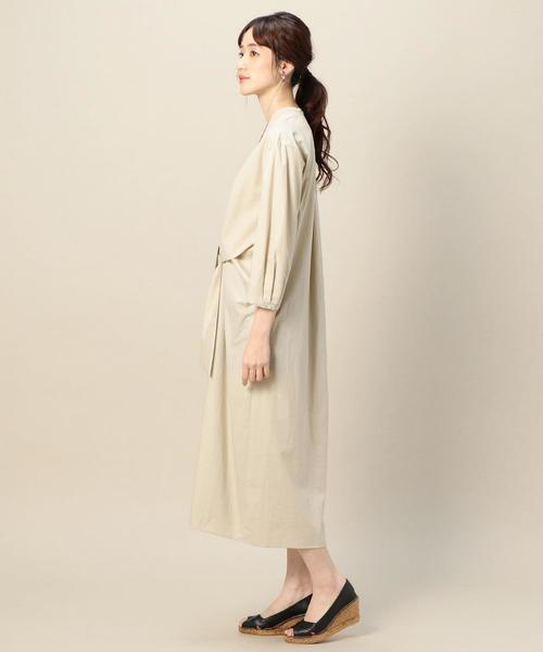 BEAUTY&YOUTH UNITED ARROWS（ビューティーアンドユースユナイテッドアローズ）の「BY フロントリボン7分袖ワンピース（ワンピース・レディース・ベージュ/イエロー/ネイビー・FREE）」の12枚目の写真