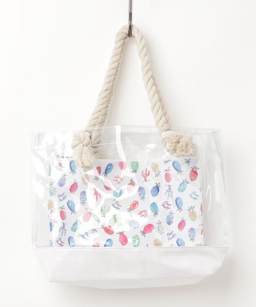 Ocean Pacific（オーシャンパシフィック）の「【OP】プールバッグ/トートバッグ ビーチ プール リゾート ポーチ パイナップル柄 スケルトン（トートバッグ・レディース・ホワイト/ブラック/ネイビー・FREE）」の3枚目の写真