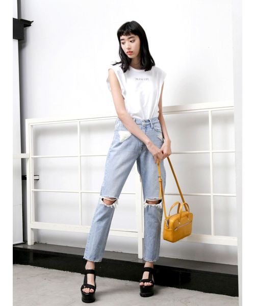 EMODA(エモダ)の「バルキーテープマークサンダル(サンダル・レディース・ホワイト/ブラック・MEDIUM/SMALL/LARGE)」の6枚目の写真