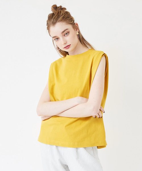 titivate（ティティベイト）の「ﾀｯｸﾉｰｽﾘｰﾌﾞｶｯﾄｿｰﾌﾟﾙｵｰﾊﾞｰ（Tシャツ/カットソー・レディース・ホワイト/ブラック/ライトブラウン/グリーン/イエロー・S/M/L）」の5枚目の写真