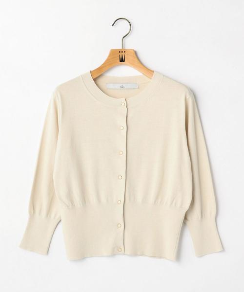 Tiara（ティアラ）の「ウエストコンシャス丸首カーディガン（カーディガン/ボレロ・レディース・ブルー/グリーン/ライトベージュ・FREE）」の10枚目の写真