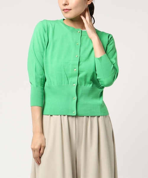 Tiara（ティアラ）の「ウエストコンシャス丸首カーディガン（カーディガン/ボレロ・レディース・ブルー/グリーン/ライトベージュ・FREE）」の8枚目の写真