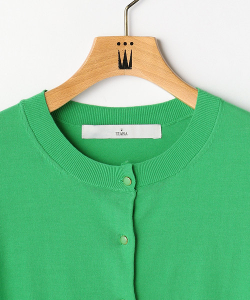 Tiara（ティアラ）の「ウエストコンシャス丸首カーディガン（カーディガン/ボレロ・レディース・ブルー/グリーン/ライトベージュ・FREE）」の5枚目の写真