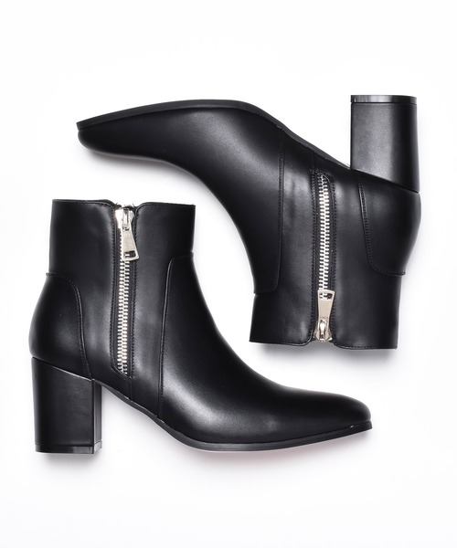 endevice(エンデヴァイス)の「ダブル メタルジップ ヒールブーツ / ハイヒール(ブーツ・メンズ・ブラック/レッド・44/40/42)」の4枚目の写真