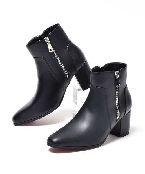 endevice(エンデヴァイス)の「ダブル メタルジップ ヒールブーツ / ハイヒール(ブーツ・メンズ・ブラック/レッド・44/40/42)」の5枚目の写真